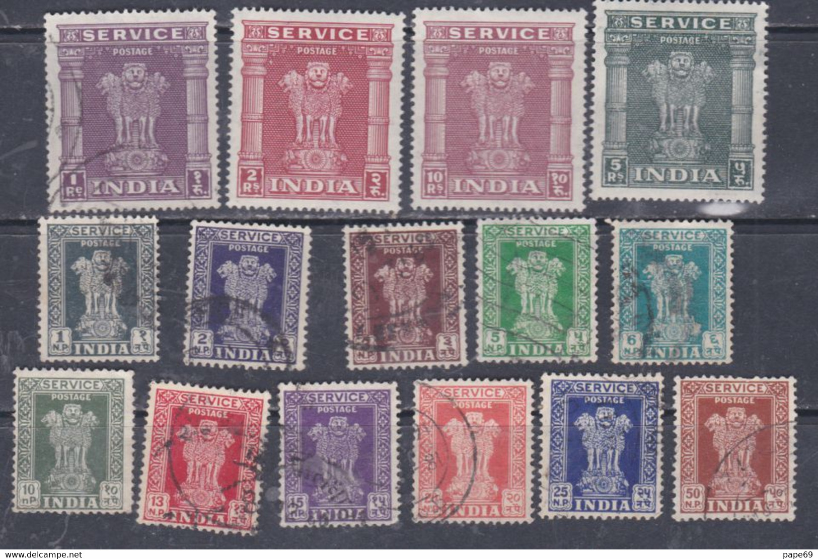 Inde Service N° 23 / 35 O, X:  Colonne D'Asoka, Les 15 Valeurs Oblitérées (les 33 / 35 Trace Charnière) Sinon TB - Timbres De Service