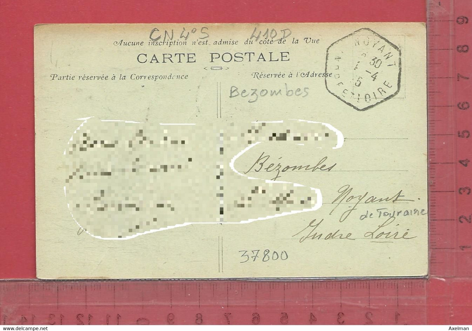 CARTE NOMINATIVE : BEZOMBES  à  37800  Noyant-de-Touraine - Genealogy