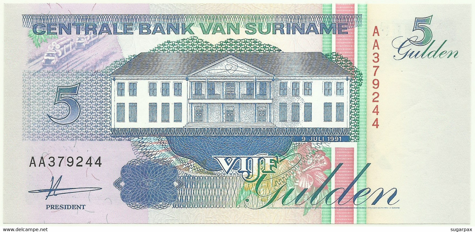 Suriname - 5 Gulden - 9 Juli 1991 - Pick 136.a - Unc. - Serie AA - Suriname