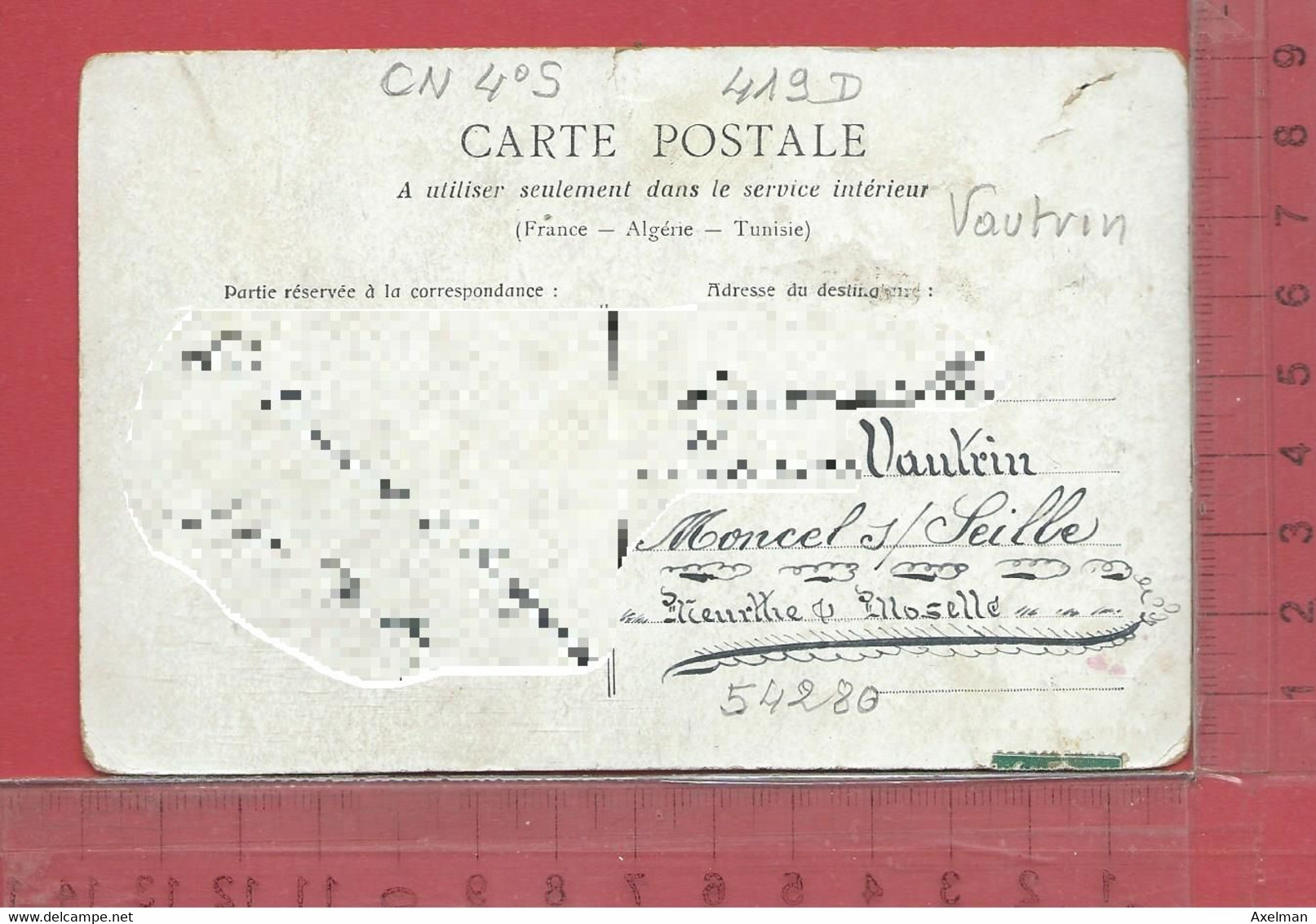 CARTE NOMINATIVE : VAUTRIN  à  54280  Moncel-sur-Seille - Genealogy