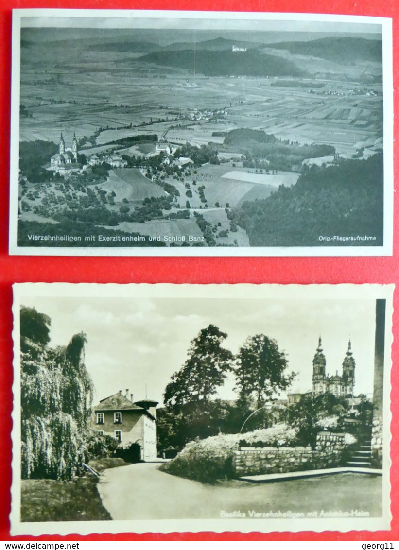 2 X Basilika Vierzehnheiligen - Antonius Heim - Bad Staffelstein Wallfahrt Kirche Franken Bayern Echt Foto Kleinformat - Lichtenfels