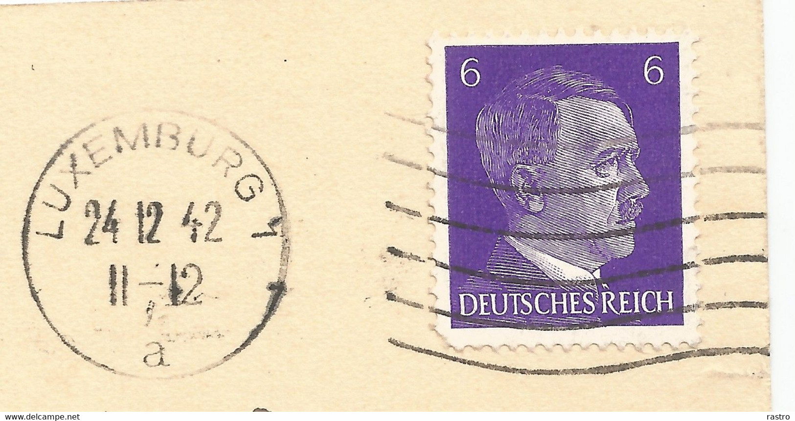 Carte De Voeux (Nouvel An)  Affr.  Au 6 Pf Violet (TP Allemand / Hitler) De Luxembourg-Ville à Dest. De La Ville (1942) - 1940-1944 German Occupation