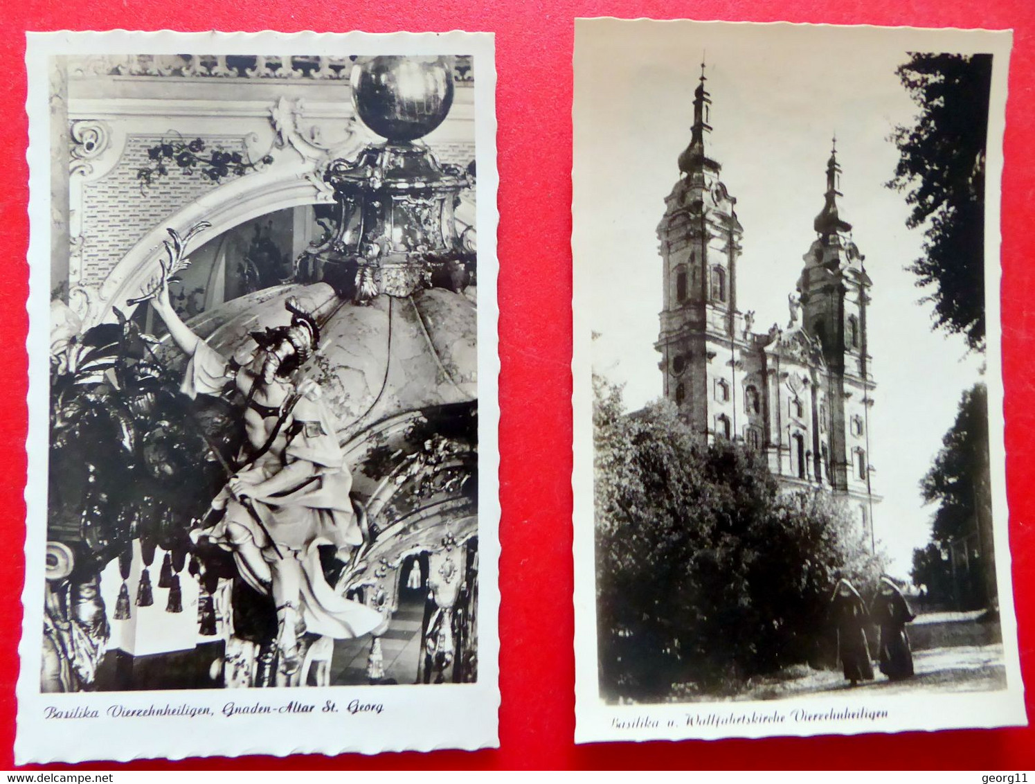 2 X Basilika Vierzehnheiligen - Hl. Georg - Bad Staffelstein Wallfahrt Kirche Franken Bayern Echt Foto Kleinformat - Lichtenfels