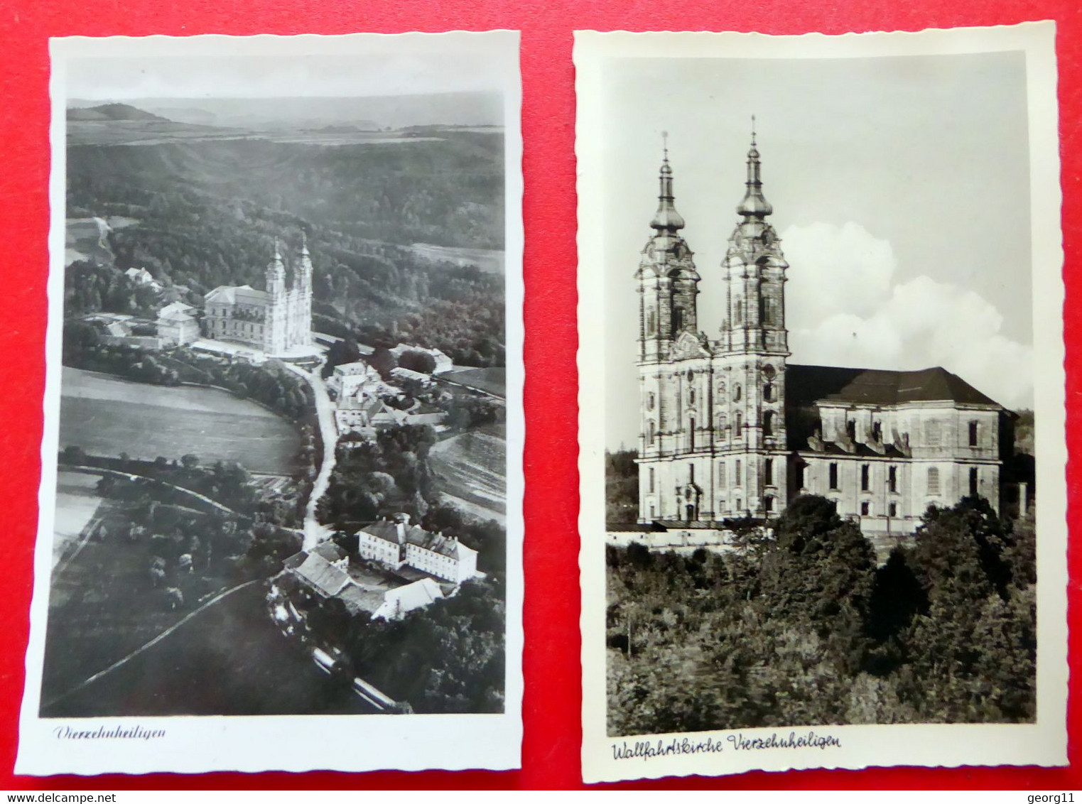 2 X Basilika Vierzehnheiligen - Luftbild - Bad Staffelstein Wallfahrt Kirche Franken Bayern Echt Foto Kleinformat - Lichtenfels