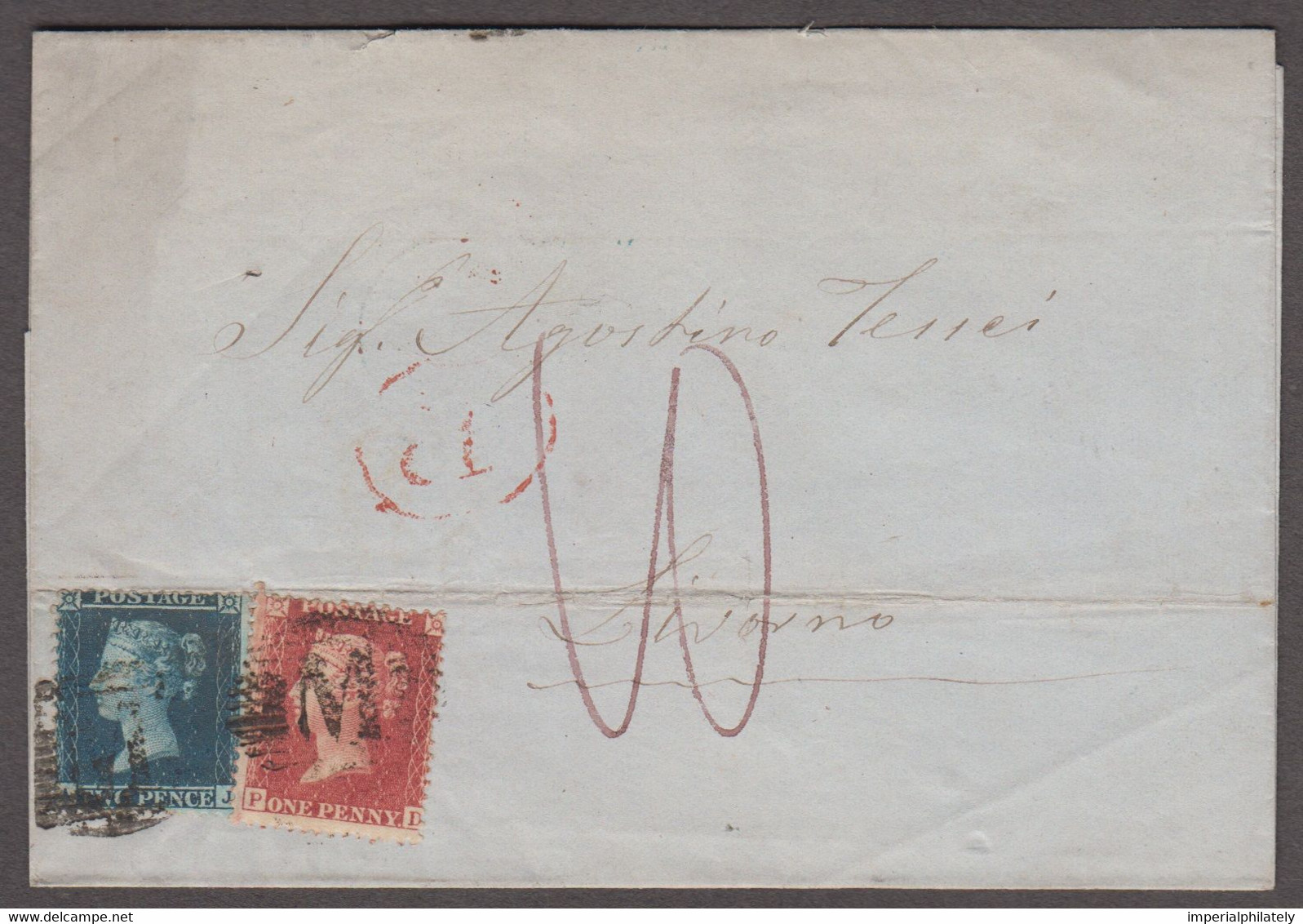 1860 (Jul 3) Wrapper From Malta To Italy With GB 1d And 2d Tied By "M" Barred Oval - Lettres & Documents