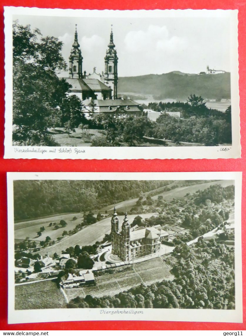 2 X Basilika Vierzehnheiligen - Luftbild - Bad Staffelstein Wallfahrt Kirche Franken Bayern Echt Foto Kleinformat - Lichtenfels