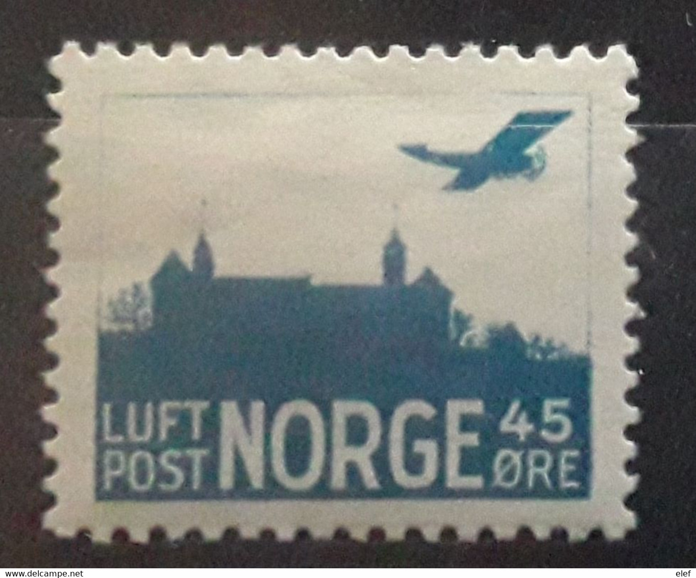 NORGE NORWAY NORVÈGE 1927 , AIRMAIL  LUFTPOST PA No 1 , 45 O Bleu Vert Neuf  * MH TB - Neufs