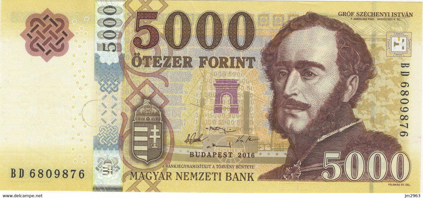 Billet HONGRIE 5000 Forint 2016 UNC- BD6809876 - Hongrie