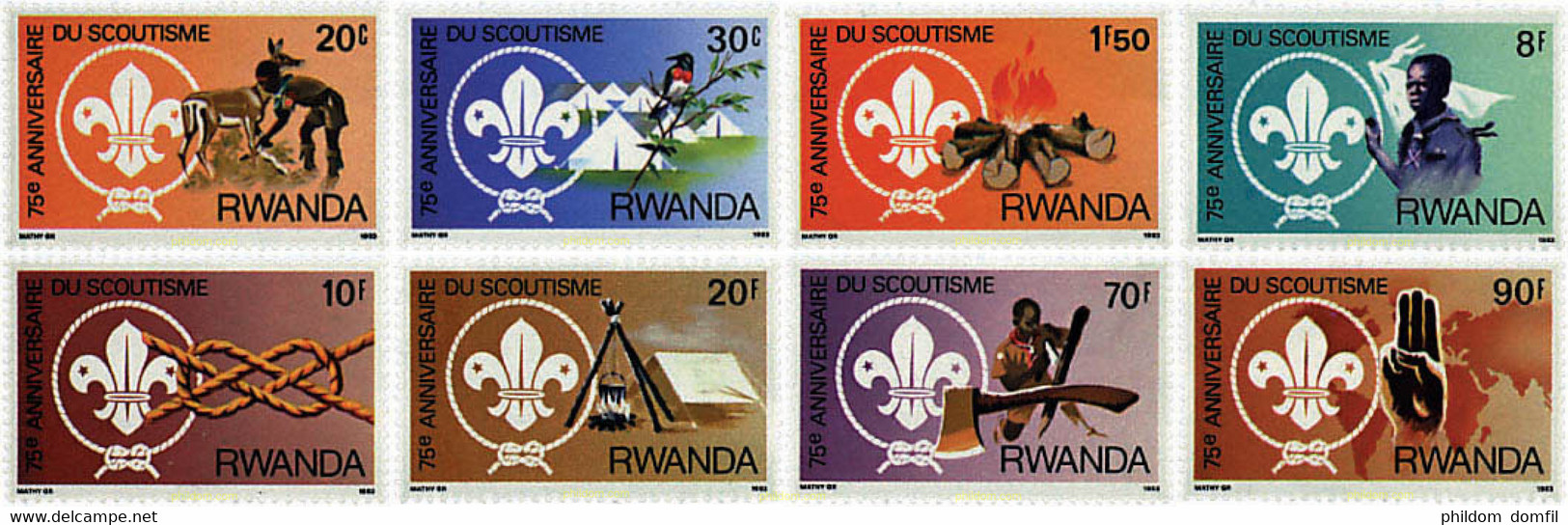 56631 MNH RUANDA 1983 75 ANIVERSARIO DEL ESCULTISMO - 1980-1989