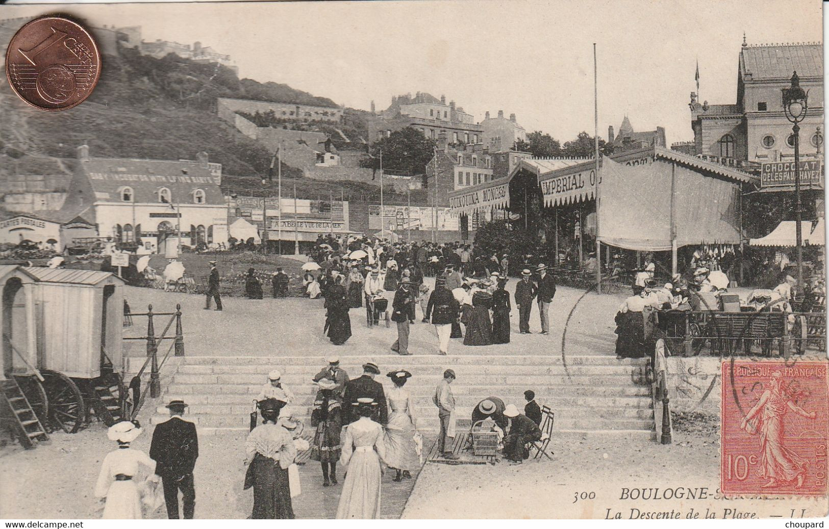 62 - Très Belle Carte Postale Ancienne De  BOULOGNE SUR MER   La Descente De La Plage Animée - Boulogne Sur Mer