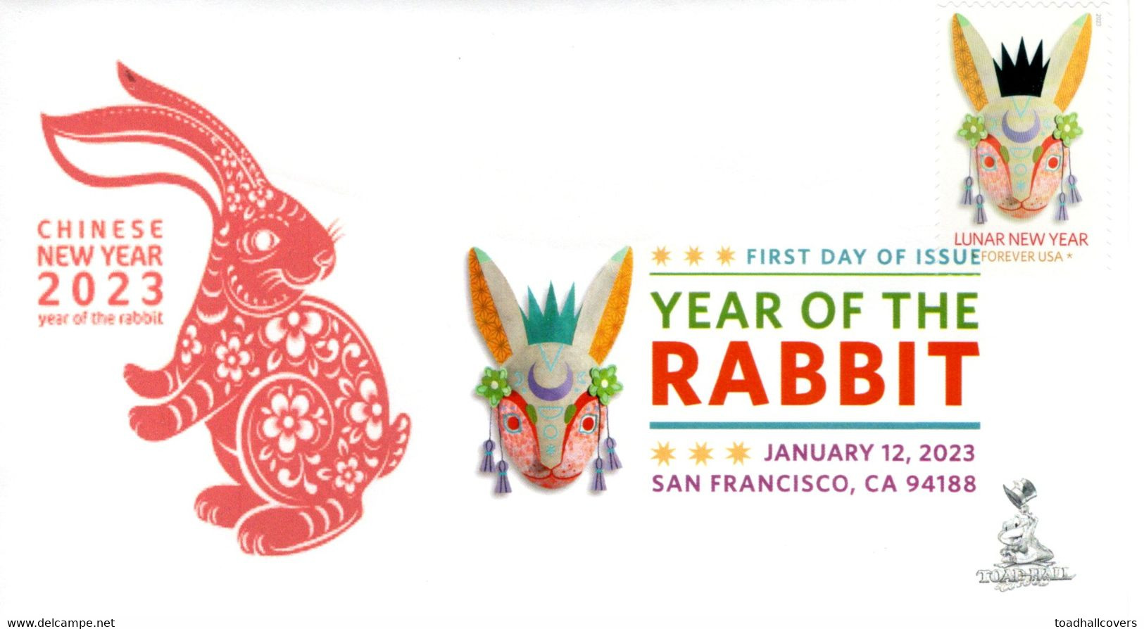 Year Of The Rabbit (2023) First Day Cover, With Digital Color Pictorial (DCP) Postmark From San Francisco, CA - 2011-...