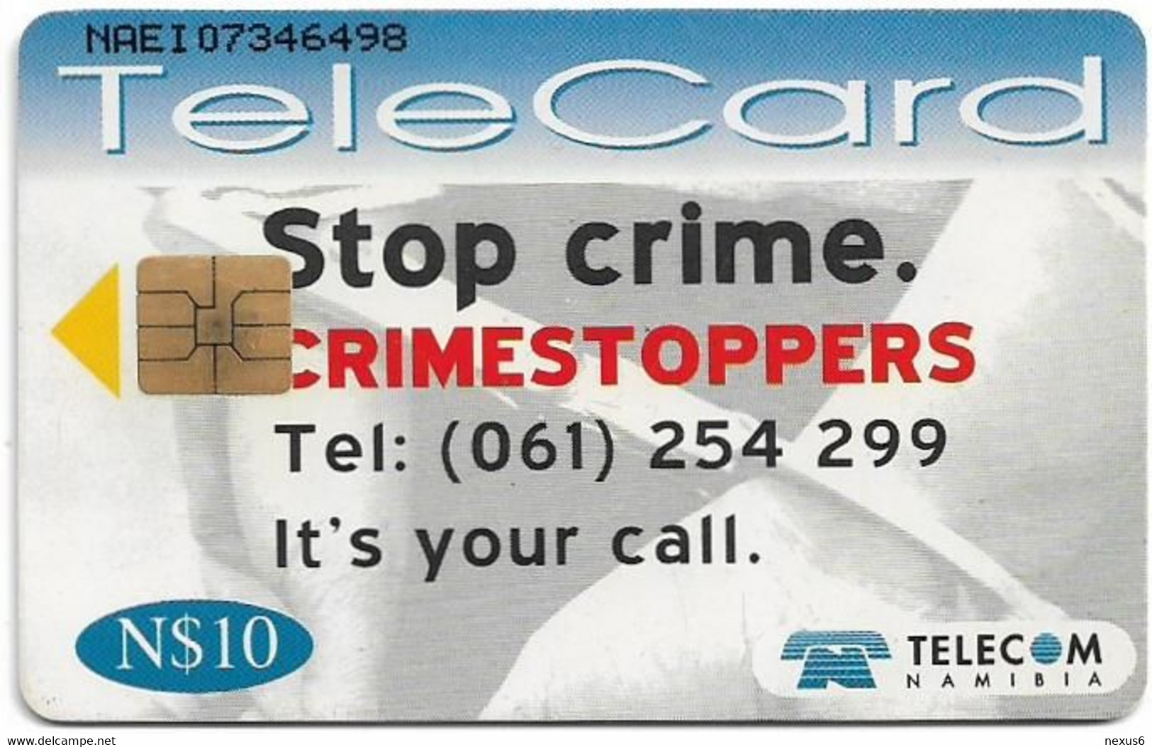 Namibia - Telecom Namibia - Stop Crime, You Could Be Next!, 10$, 1999, Used - Namibia