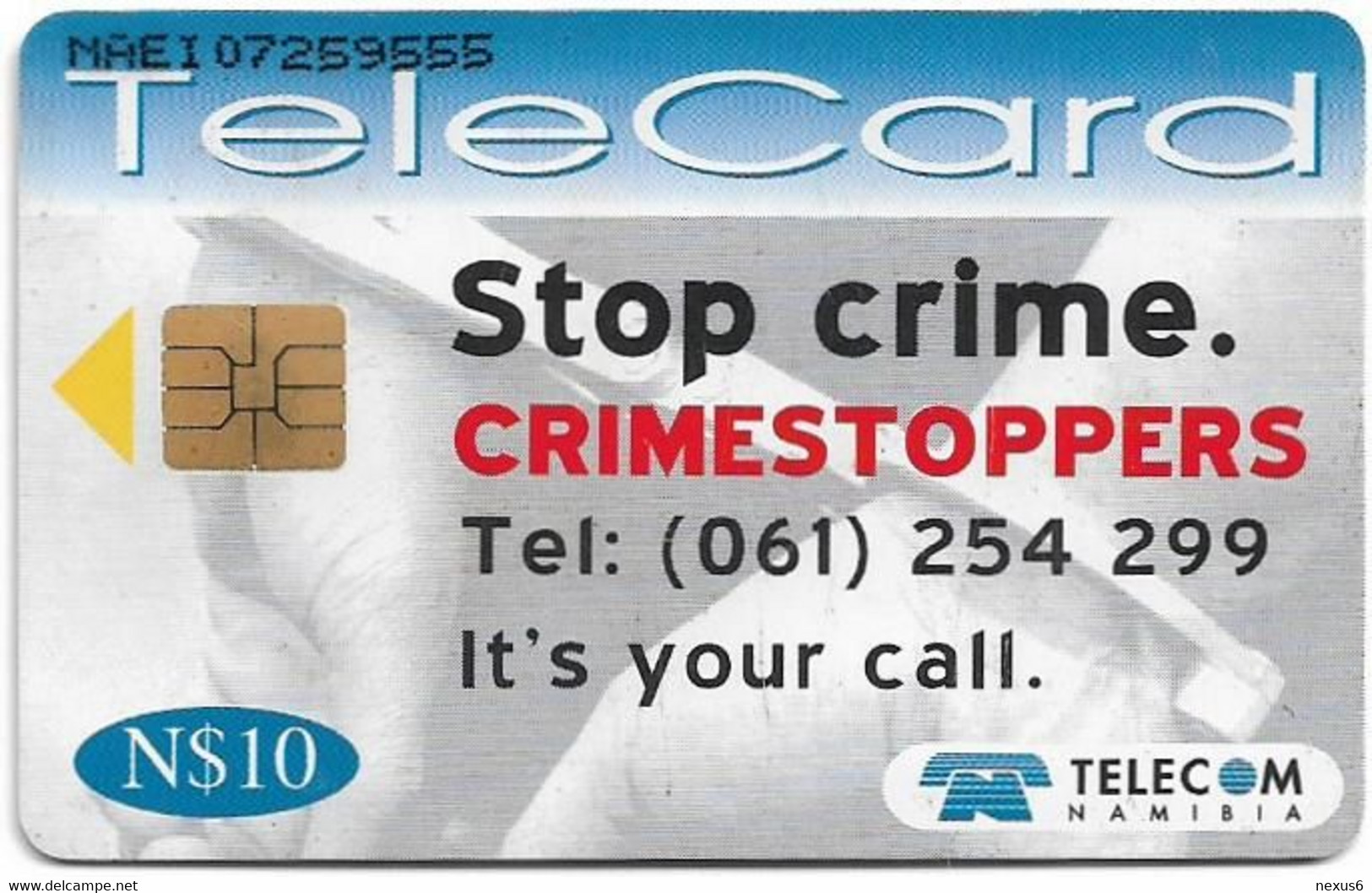 Namibia - Telecom Namibia - Stop Crime, Car Break In, 10$, 1999, Used - Namibia