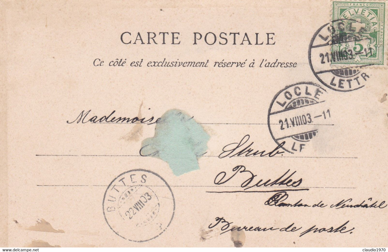 SVIZZERA -  CARTOLINA - LOCLE-  VIAGGIATA PER BUTTES - 1903 - Buttes 