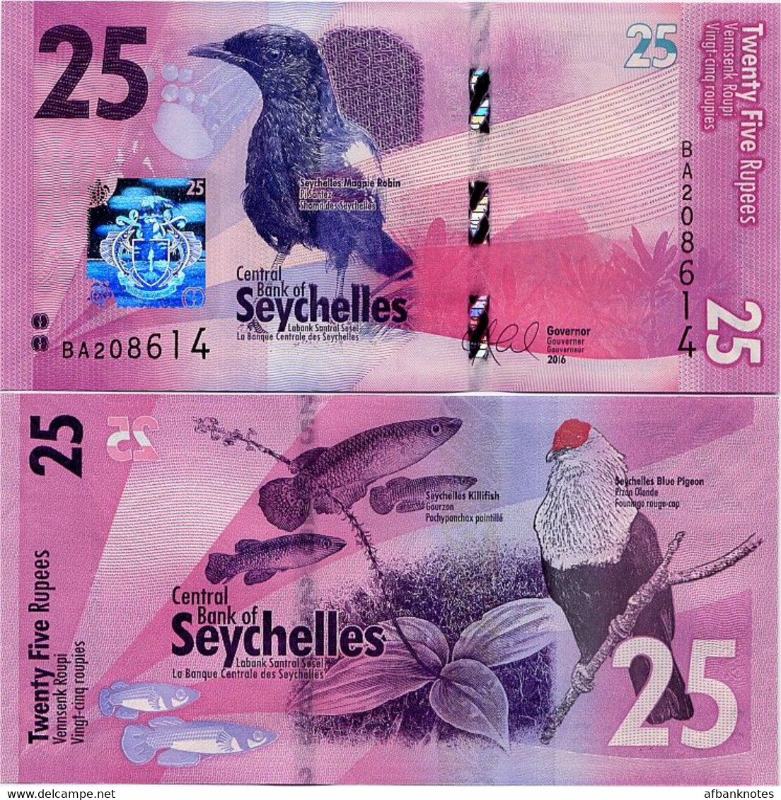 SEYCHELLES       25 Rupees       P-48       2016       UNC - Seychelles