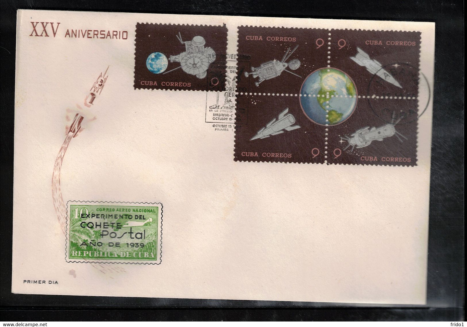 Cuba 1964 Space / Raumfahrt 25th Anniversary Of The First Post Rocket Experiment - Rockets And Satellites FDC - Südamerika