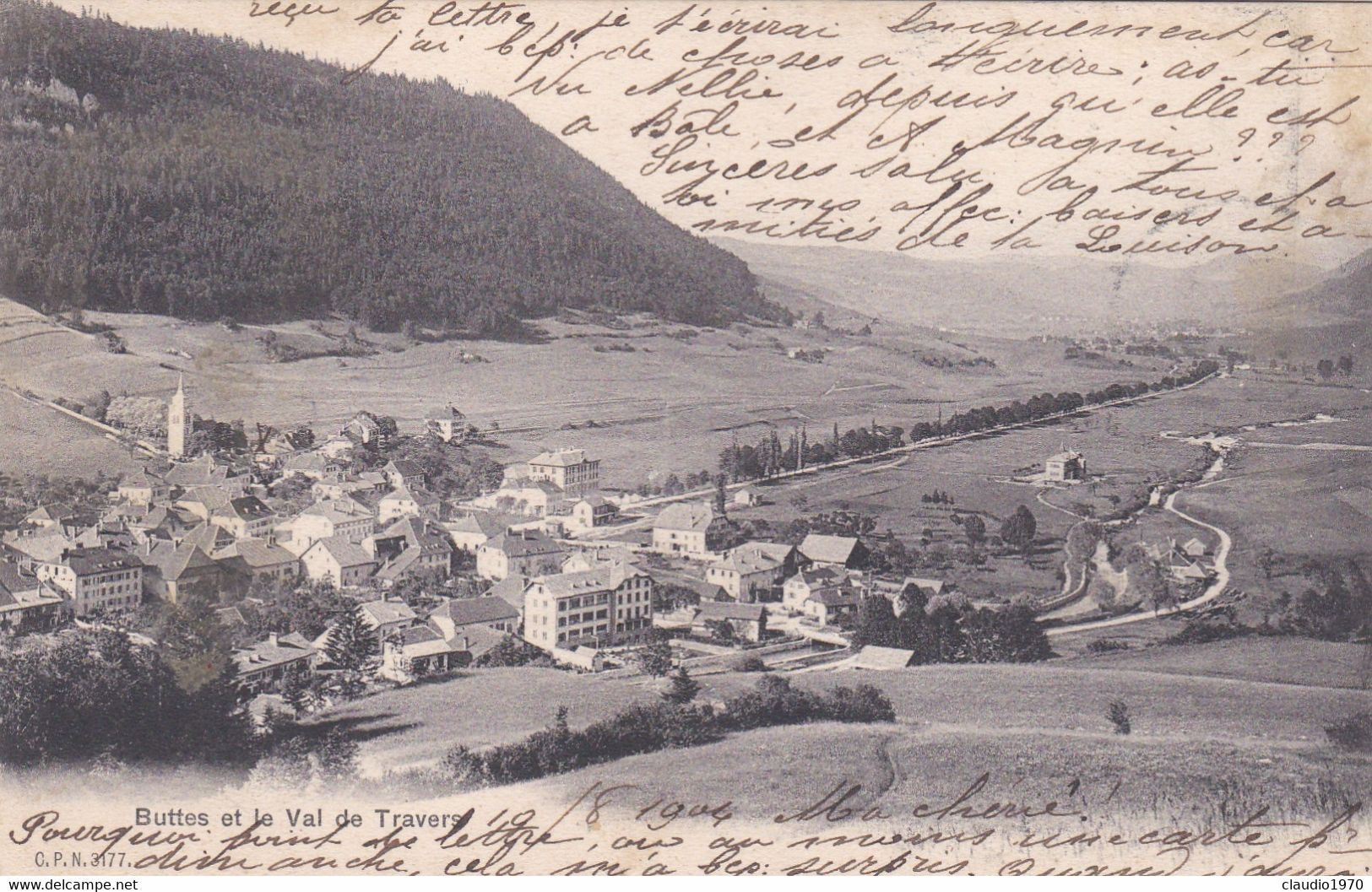 SVIZZERA -  CARTOLINA - BUTTES ET LE VAL DE TRAVERS -  VIAGGIATA PER BATE- 1904 - Avers