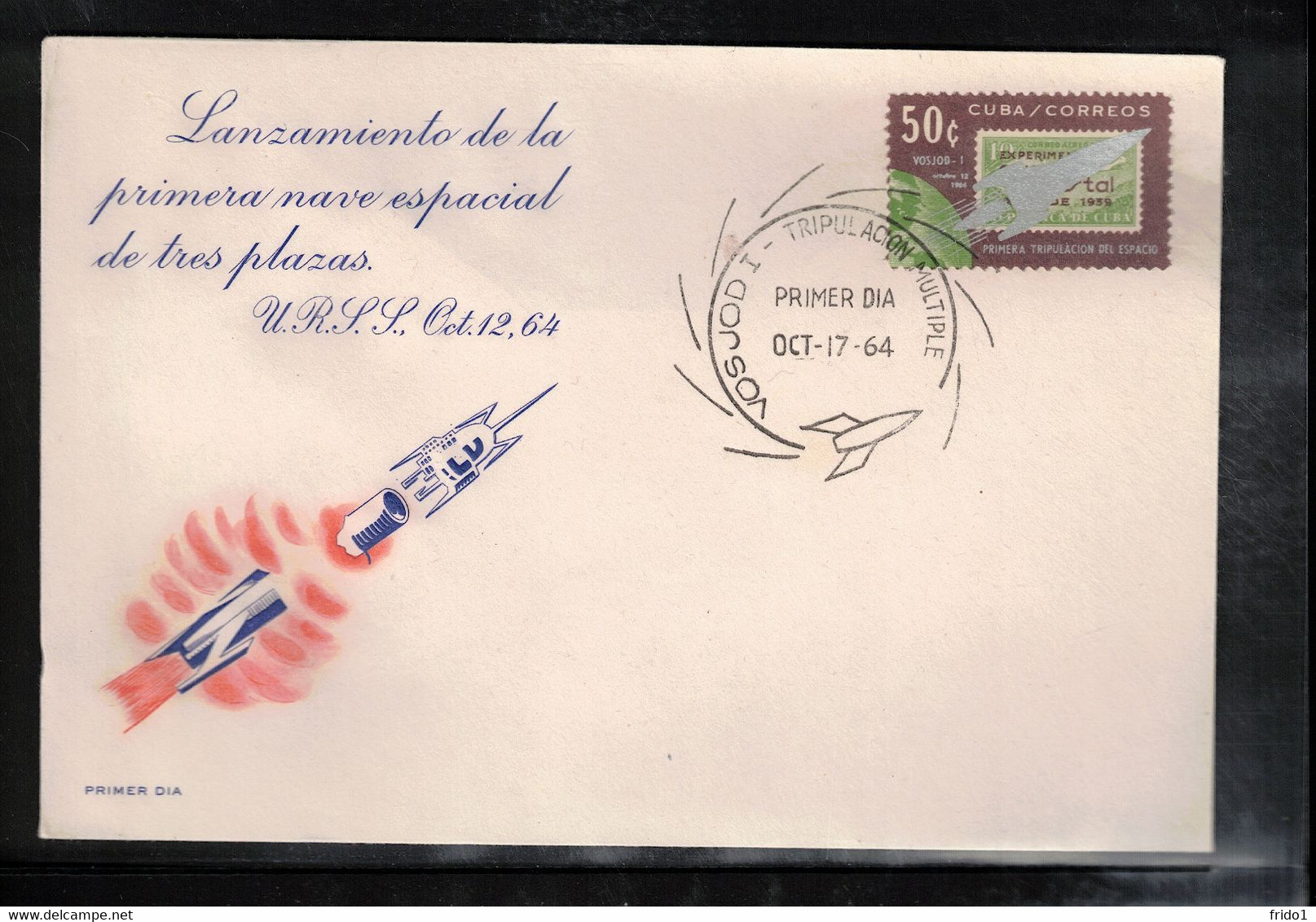 Cuba 1964 Space / Raumfahrt Voshod 1 FDC - Amérique Du Sud