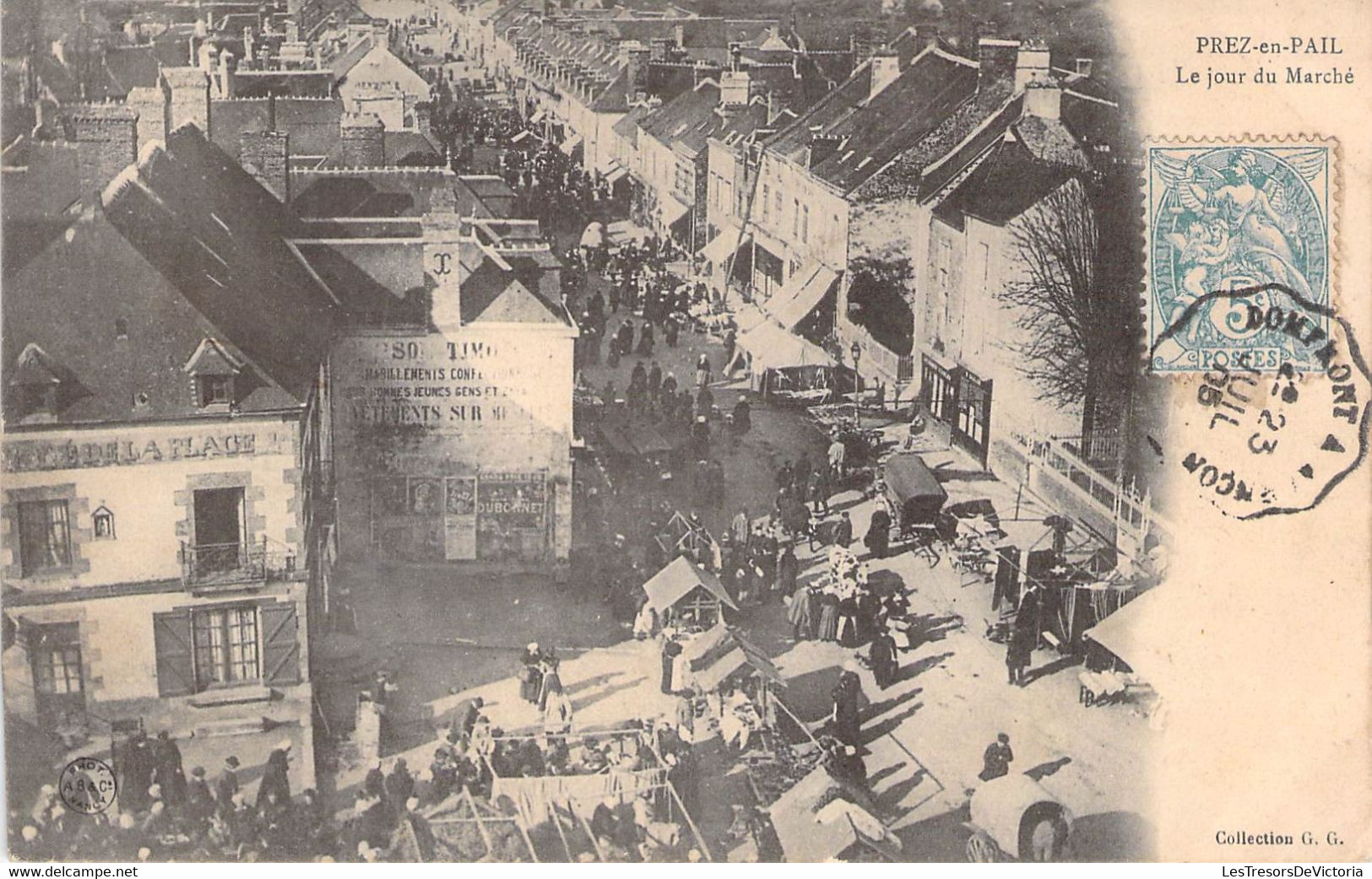 France - Pré En Pail - Le Jour De Marché - Collection G.G. - Oblitéré Ambulant Domfront à Alençon - C. Postale Ancienne - Pre En Pail