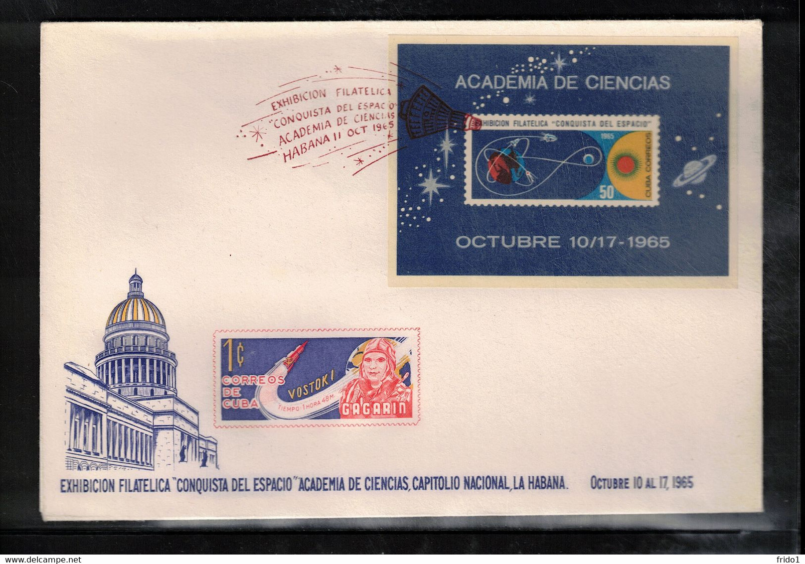 Cuba 1965 Space / Raumfahrt Conquest Of Space -  Gagarin - Vostok I Block FDC - Zuid-Amerika