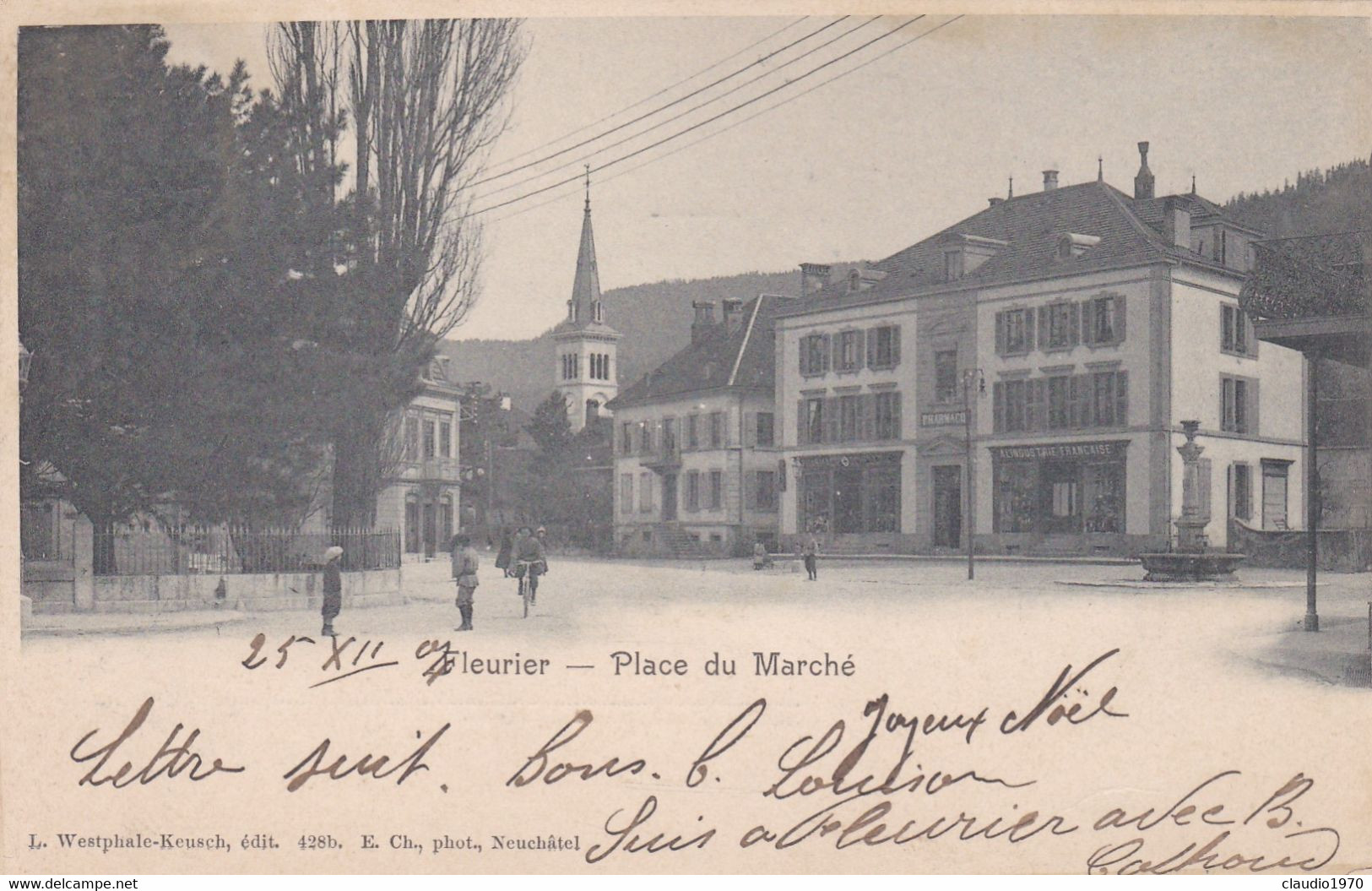 SVIZZERA -  CARTOLINA - FLEURIER - PLACE DU MARCHè -  VIAGGIATA PER BATE - 1904 - Fleurier