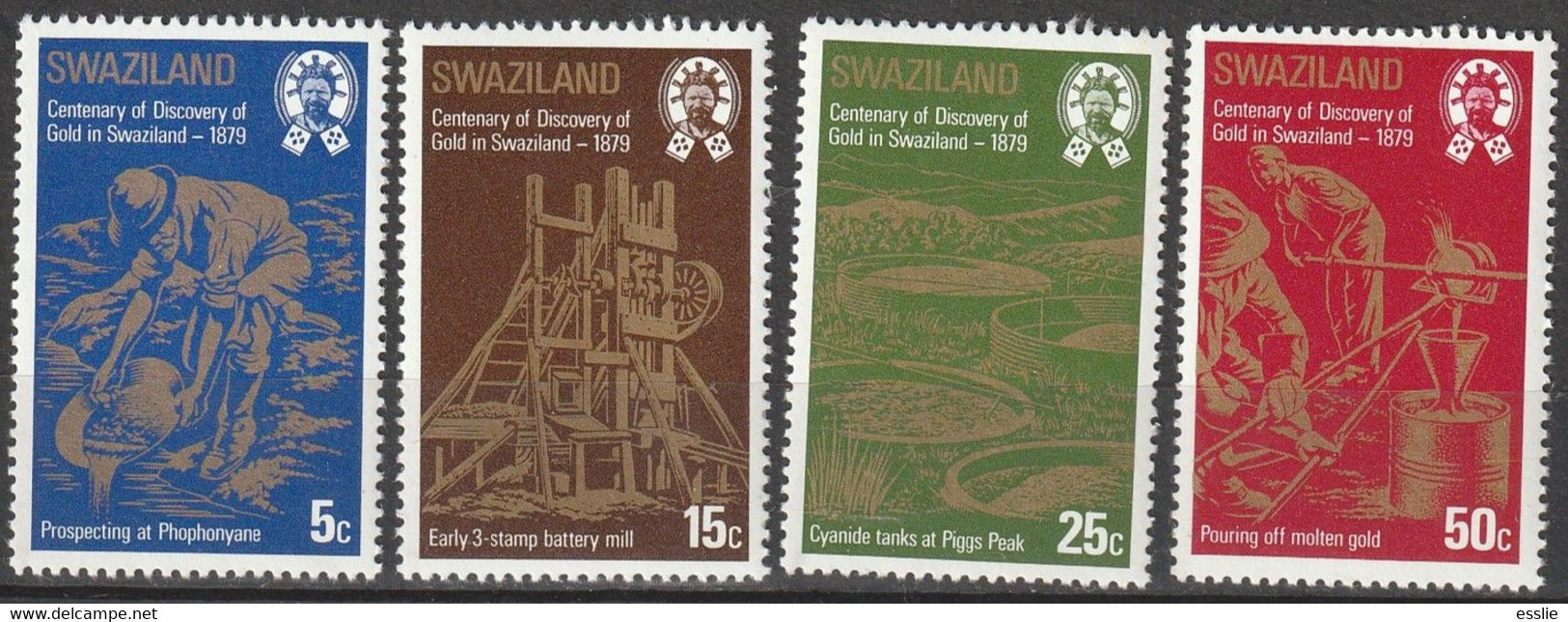 Swaziland - 1979 - Centenary Of Discovery Of Gold In Swaziland Mining Minerals Goldfundes - Minéraux