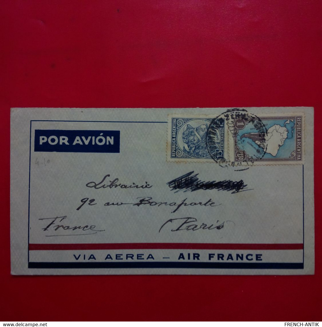LETTRE ARGENTINE POUR PARIS VIA AEREA AIR FRANCE - Lettres & Documents