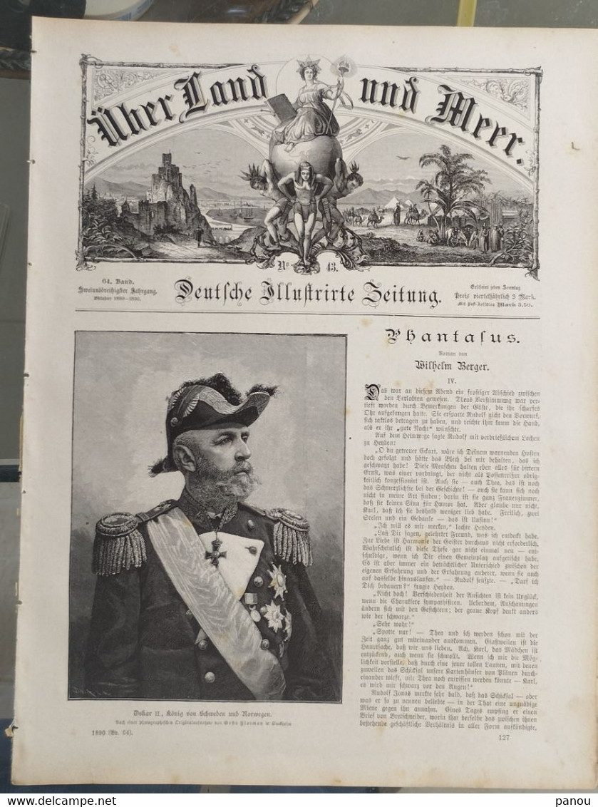 Über Land Und Meer 1890 Band 64 Nr 43 Oskar II Koning Von Schweden Und Norwegen. KAISER KIEL - Autres & Non Classés