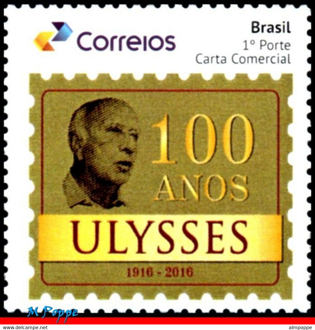 Ref. BR-V2016-29 BRAZIL 2016 - ULYSSES GUIMARAES, 100YEARS, POLITICIAN, PERSONALIZED MNH, FAMOUS PEOPLE 1V - Gepersonaliseerde Postzegels