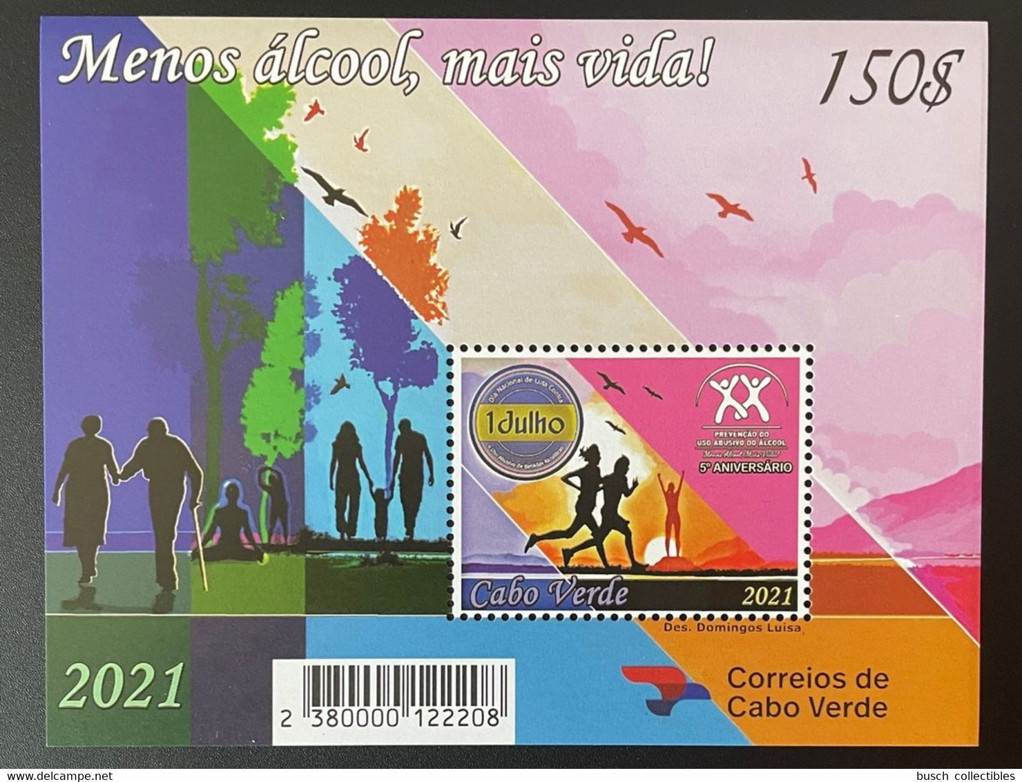 Cape Kap Cabo Verde 2021 Mi. Bl. ? S/S Souvenir Sheet Block Menos Alcool, Mais Vida! Alcohol Alkohol 1 Julho 2 Val. MNH - Kap Verde