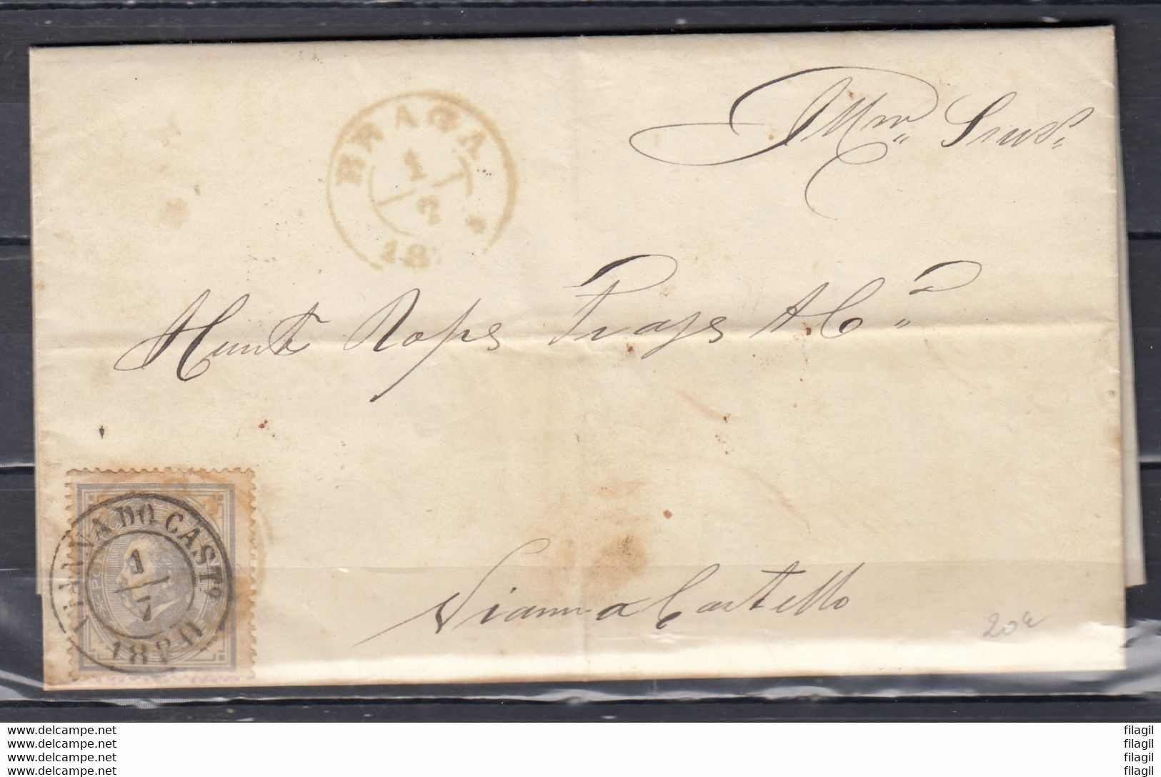 Brief Van Vianna Do Cast Via Braga Naar Viam A Latello (frankrijk) 1/7/1880 - Storia Postale