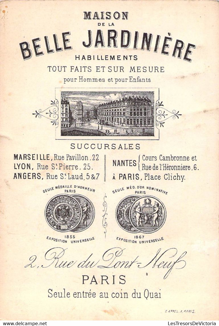Chromos - Maison De La Belle Jardinière - A Droite Pavillon Versez...boum - Dorure - Altri & Non Classificati