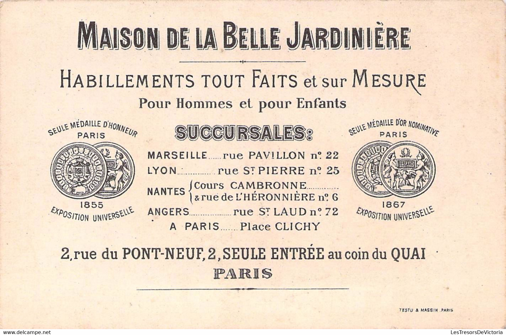 Chromos - Maison De La Belle Jardinière - Quand Il Y En A Pour Un, Il Y En A Pour Deux - Dorure - Other & Unclassified