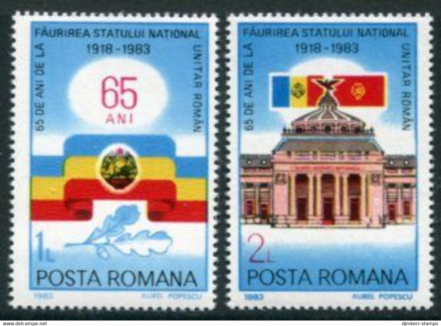 ROMANIA 1983 Union Of Romanians In Single State  MNH / **.  Michel 3997-98 - Neufs