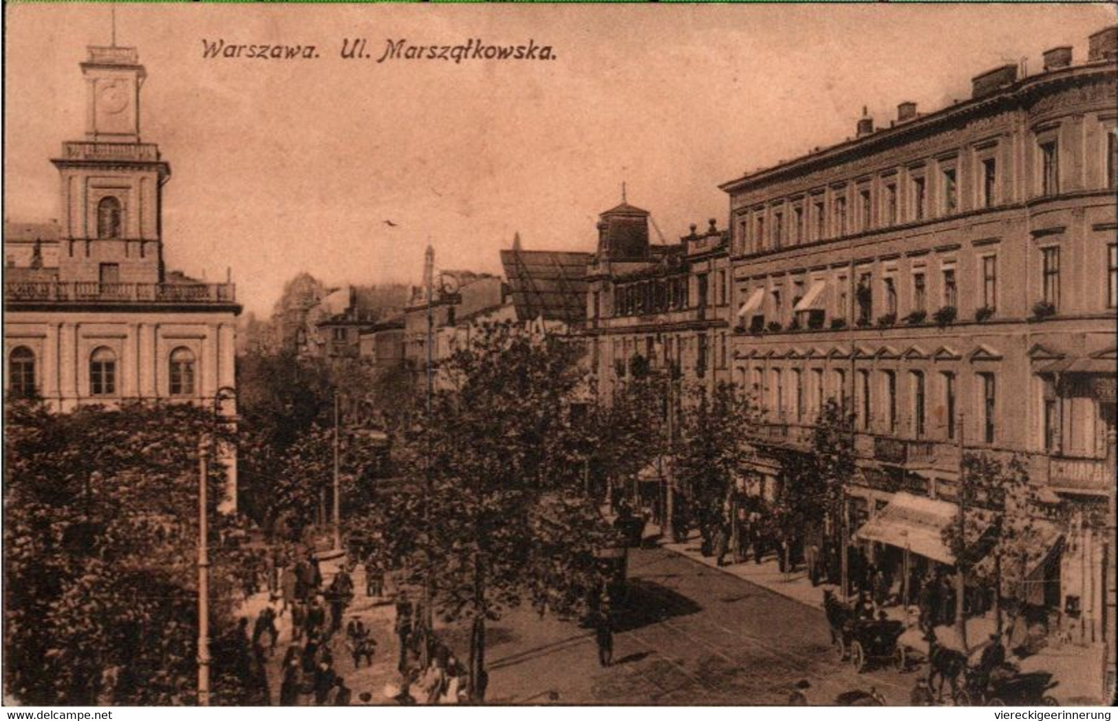 ! Alte Ansichtskarte Warschau, Warszawa, Ul. Marszqlkowska, Tramway, 1916, Feldpost, Polen - Polen