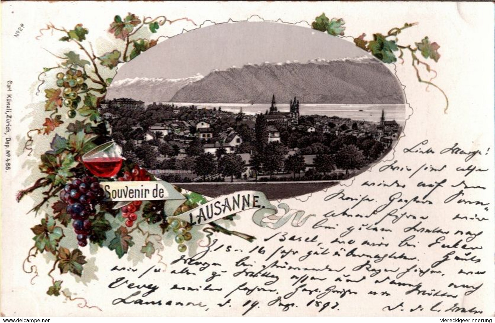 ! Alte Litho Ansichtskarte Souvenir De Lausanne, Waadt, Schweiz, Verlag Carl Künzli, Zürich, Nr. 488 - Lausanne