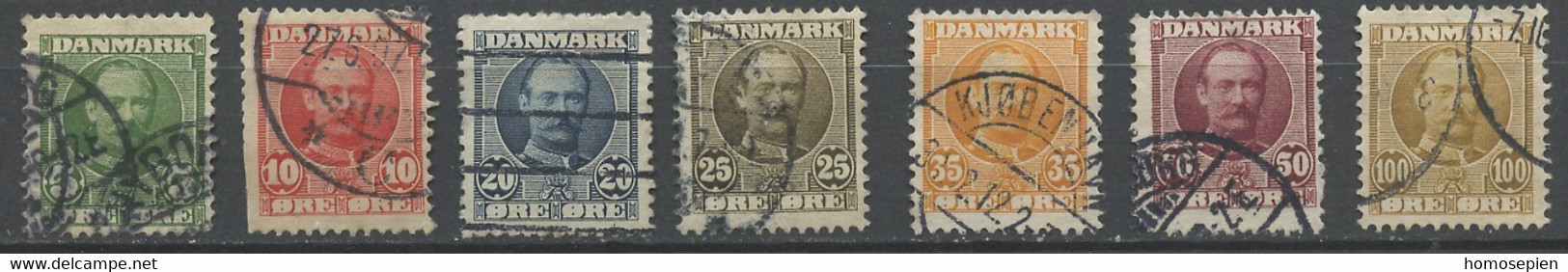 Danemark - Dänemark - Denmark 1907-12 Y&T N°55 à 61 - Michel N°53 à 59 (o) - Frédéric VIII - Gebraucht