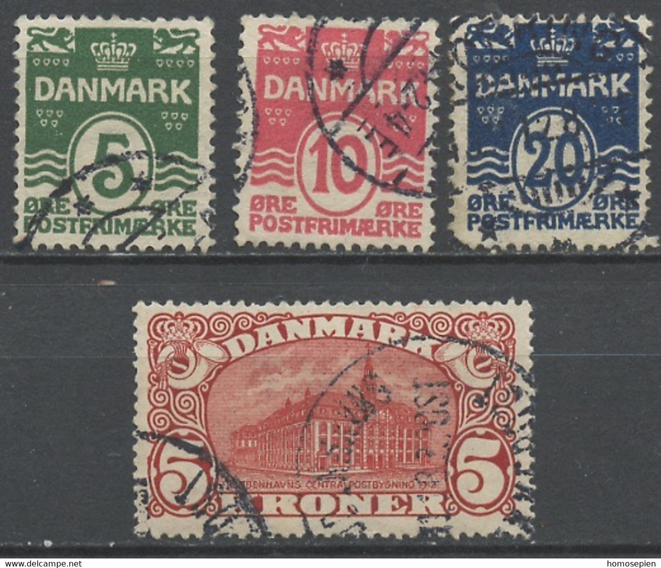 Danemark - Dänemark - Denmark 1912 Y&T N°65 à 68 - Michel N°63 à 66 (o) - Chiffre Et Poste De Copenhague - Used Stamps