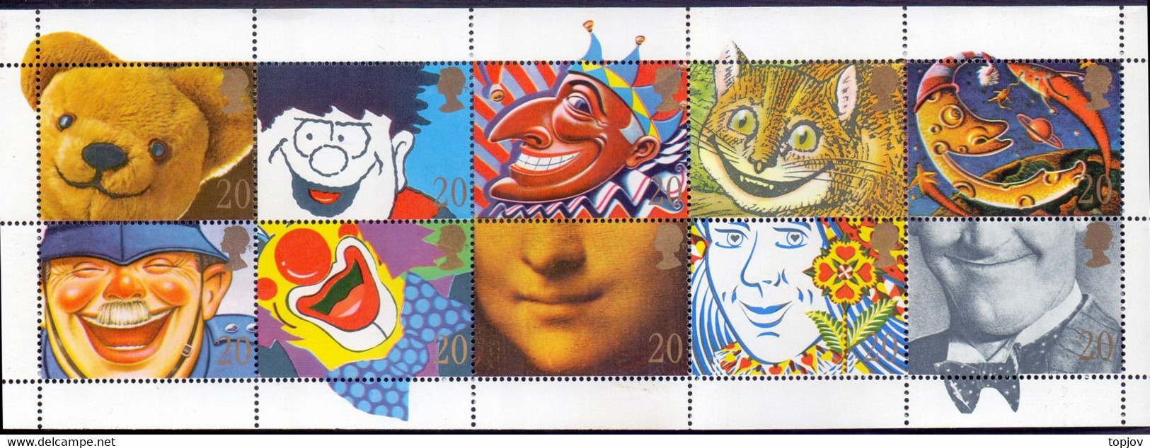 GB - GREETINGS BOOKLET - TEDDY BEAR - CAT - CLOWN - MONA LISA - **MNH - 1990 - Marionetten