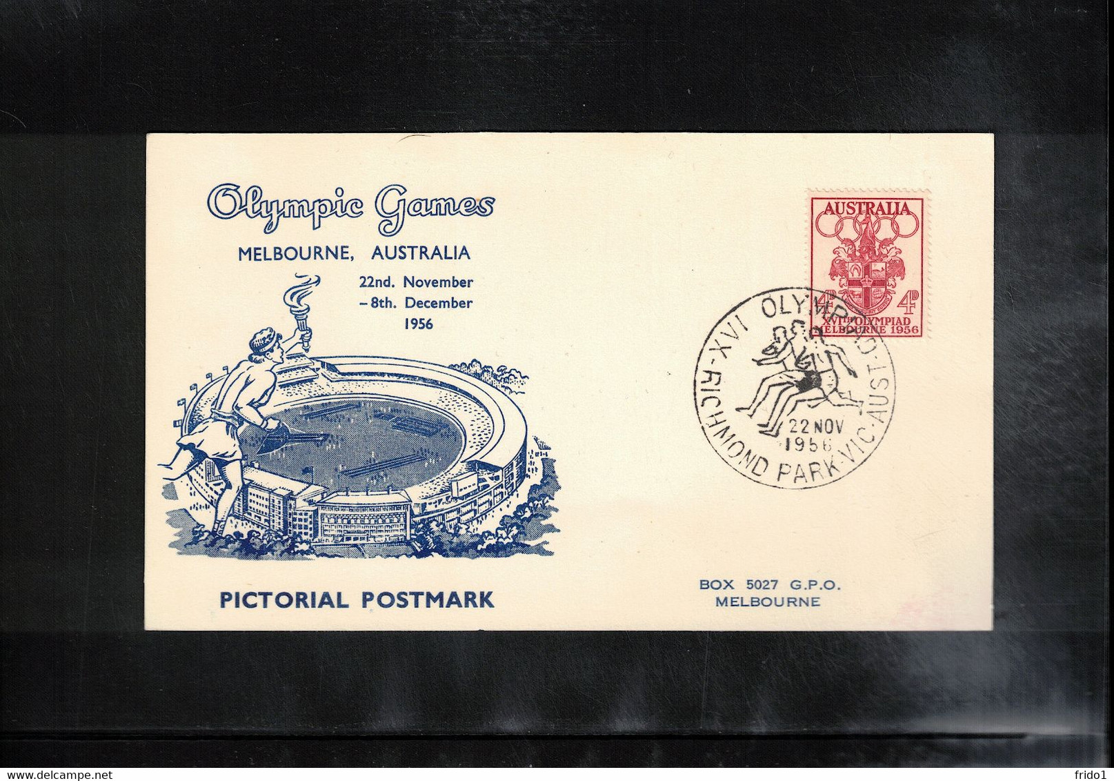 Australia 1956 Olympic Games Melbourne - Richmond Park Athletics Interesting Postcard - Ete 1956: Melbourne