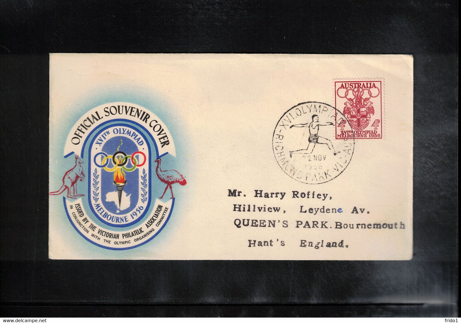 Australia 1956 Olympic Games Melbourne - Richmond Park Athletics Interesting Cover - Ete 1956: Melbourne