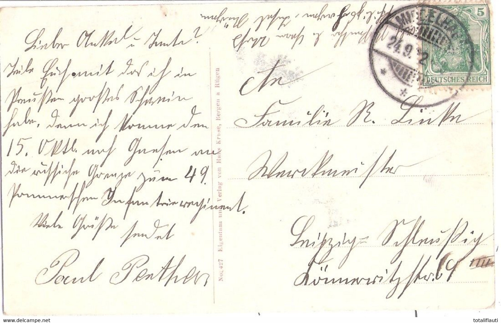 MIDDELHAGEN Insel Rügen Mönchgut Er Familie In Tracht 24.9.1912 Gelaufen - Göhren