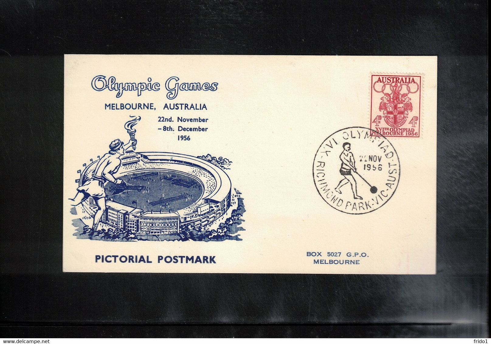 Australia 1956 Olympic Games Melbourne - Richmond Park Athletics Interesting Postcard - Summer 1956: Melbourne