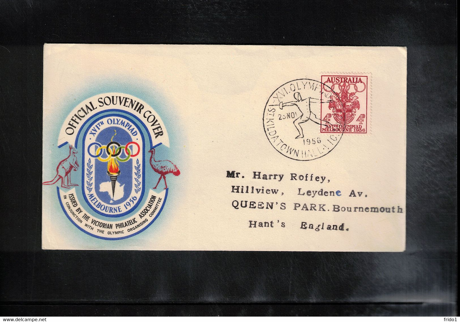 Australia 1956 Olympic Games Melbourne - St.Kilda Town Hall - Fencing Interesting Cover - Summer 1956: Melbourne