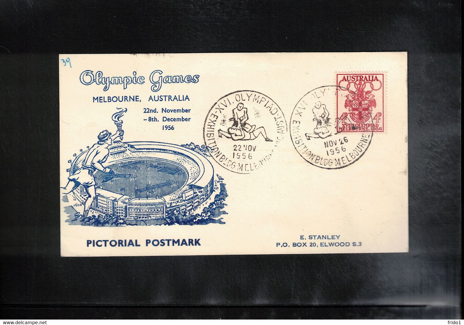 Australia 1956 Olympic Games Melbourne - Exhibition Building - Wrestling Interesting Postcard - Summer 1956: Melbourne