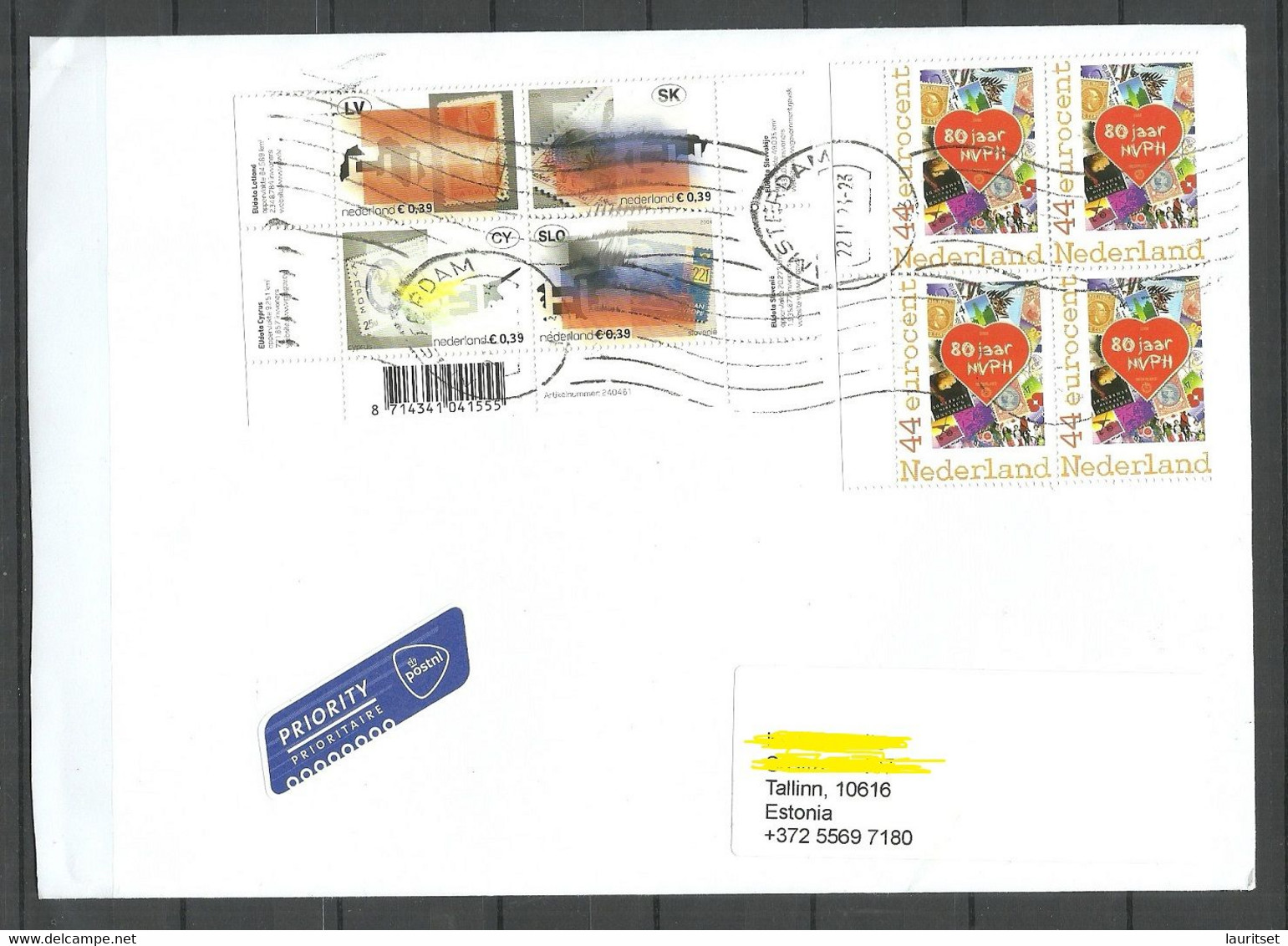 NEDERLAND Netherlands 2023 Air Mail Cover To Estonia With 4-blocks - Covers & Documents