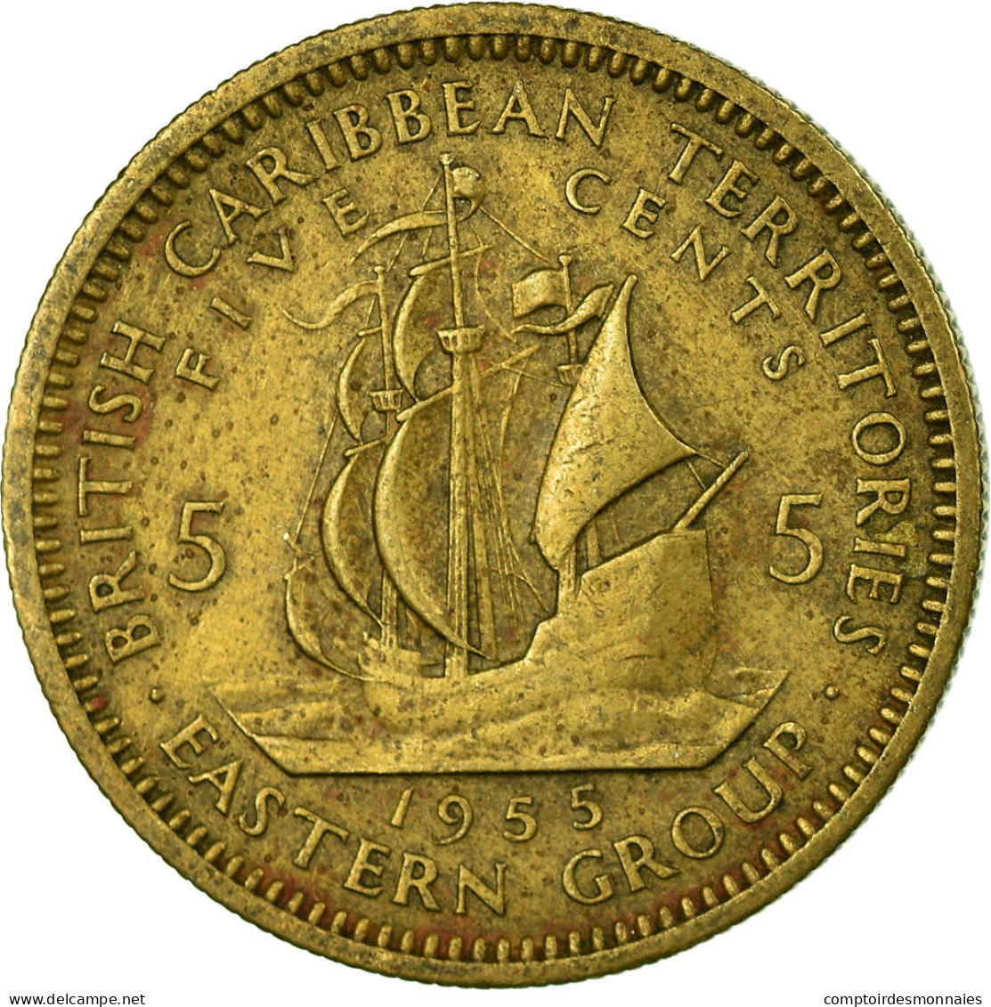 Monnaie, Etats Des Caraibes Orientales, Elizabeth II, 5 Cents, 1955, TTB - Caribe Británica (Territorios Del)