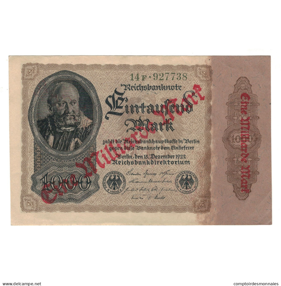 Billet, Allemagne, 1 Milliarde Mark On 1000 Mark, 1922, 1922-12-15, SUP - 1 Mrd. Mark