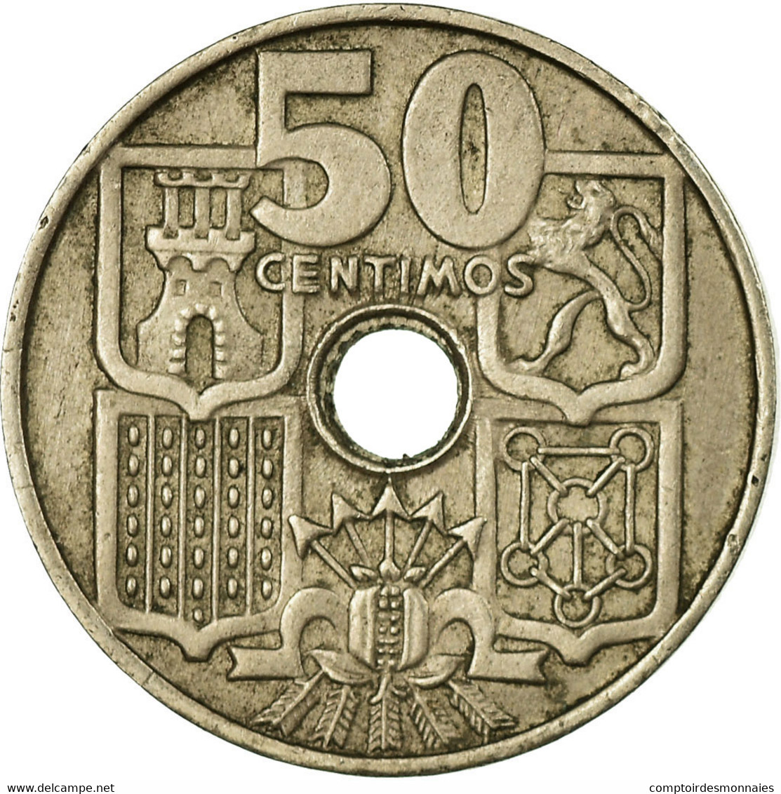 Monnaie, Espagne, Francisco Franco, Caudillo, 50 Centimos, 1951, TB+ - 50 Centesimi