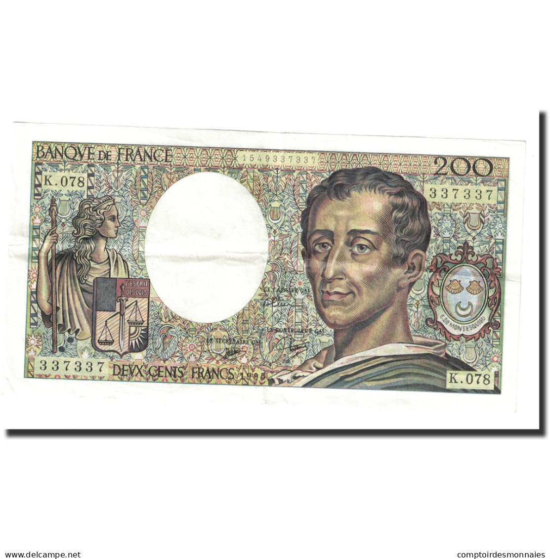 France, 200 Francs, Montesquieu, 1990, TTB+, Fayette:70.10a, KM:155d - 200 F 1981-1994 ''Montesquieu''